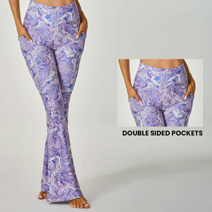 Custom Sublimated womens <b>Flare</b> <b>leggings</b> with logo options breathable stretch material OEM design for bulk sportswear and gymwear - Product Image 5