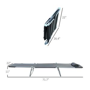 Chaise longue pliante portable en bois avec dossier réglable sur 6 niveaux et coussin pour patio, jardin, plage - Product Image 3