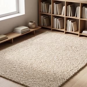 Alfombra de Lana Tejida a Mano, Elegante, Antideslizante, de Uso Comercial, Pelo Mediano de 10-14 mm de Grosor, Estilo Rústico Moderno - Product Image 3