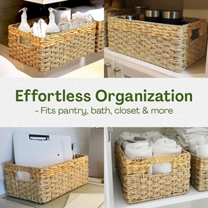 Seagrass and Hyacinth Organizing <b>Baskets</b> Handmade <b>Storage</b> <b>Basket</b> Wholesale eco-friendly Made in Viet Nam - Product Image 4