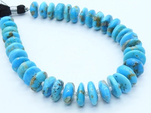 Arizona Turquoise Blue Smooth Polished Coin Button Heishe Tire Bead 8-Inch Strand 10-12MM Approx Making Jewelry Natural <b>Stone</b> - Product Image 2