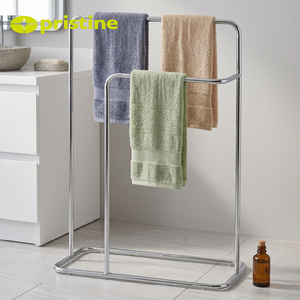 Freestanding Chrome Towel Rack 3 Bars Steel Minimalist Design Bathroom Movable <b>Bath</b> Towel Holder - Product Image 2