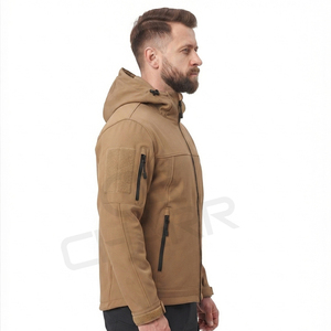 Men's <b>Waterproof</b> Windproof Softshell Bomber <b>Jacket</b> with Zipper Closure <b>Long</b> Length Hoodie for Winter Outdoor Hiking - Product Image 4