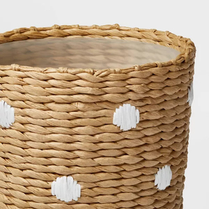 Cesta de Almacenamiento Redonda para Niños de Jacinto de Agua con Puntos Blancos, Tejida a Mano, Organizador de Juguetes, Precio Económico, Venta al por Mayor, Fábrica Sostenible - Product Image 2