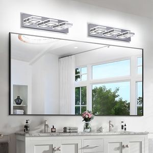 Modern LED 3-<b>Light</b> Bathroom <b>Vanity</b> <b>Lights</b> Dimmable Chrome Bath Wall Lighting for Over <b>Mirror</b> <b>Vanities</b> - Product Image 2