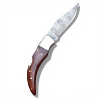 Couteau pliant utilitaire professionnel en acier Damas fait main, pour la chasse en extérieur, la survie, le bricolage, OEM/OBM, avec système de verrouillage arrière et manche en bois Pakka