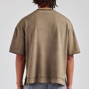 Camiseta de algodón verde oliva para hombre, manga corta, estilo casual, con logo estampado en la parte delantera, transpirable, estilo jersey, 100% algodón vintage - Product Image 2