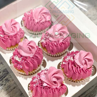 Mini petit gâteau à emporter écologique Donuts Sushi Crêpe Brownie Cupcake Boulangerie Cookie Boîtes d'emballage en papier avec inserts Fenêtre