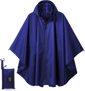 Excellent Black Poncho <b>Raincoat</b> With Hood And Zipper Front Lightweight Waterproof Outdoor Wear For Men Women Custom <b>Raincoats</b> - Product Image 4