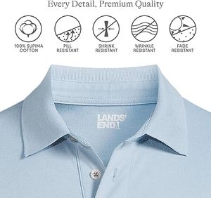 Polo de Manga Corta Azul Claro para Hombre, Corte Regular, Algodón Piqué, Estilo Casual con Botones, Color Sólido, Transpirable, Tejido de Punto - Product Image 4