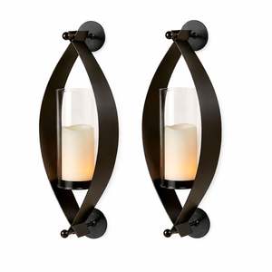 Ensemble de appliques murales minimalistes en métal noir, design conique haut, support en verre compact, lumière chaude, décoration moderne pour la maison - Product Image 4