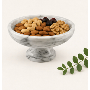 Bol sur piédestal en marbre naturel blanc, vente en gros, centre de table moderne pour fruits, bol de service décoratif sur pied pour la cuisine et la décoration intérieure - Product Image 4