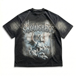 Snowgrace <b>Gothic</b> Dragon Print Oversized Men's T-<b>Shirt</b> Short Sleeve O-Neck Jersey Cotton Black - Product Image 1
