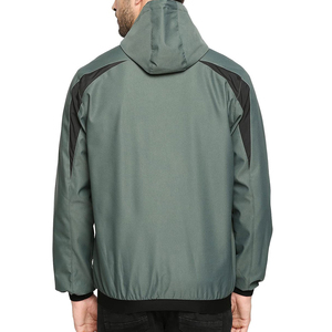 Blouson bomber à capuche pour homme, coupe-vent, fermeture éclair, style sportif, vert, polyester, vêtement d'automne, coupe classique - Product Image 2