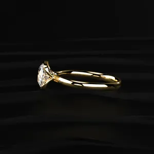 Elegant 1Ct <b>Cushion</b> Cut Lab Grown Yellow Gold Diamond <b>Ring</b> Diamond Engagement <b>Rings</b> VVS-VS Clarity IGI Certified - Product Image 4