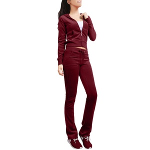 Vêtements de sport personnalisés pour l'hiver Survêtements en velours pour filles Sweatshirts en velours pour femmes Survêtements OEM Velvet Sweatsuit 2026 - Product Image 2
