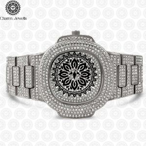 Charm_Jewells Luxury Stainless Steel Watch 43mm Dial 20mm Band <b>Diamond</b> Bezel Analog Mechanical Movement 10 Bar Water Resistant - Product Image 3