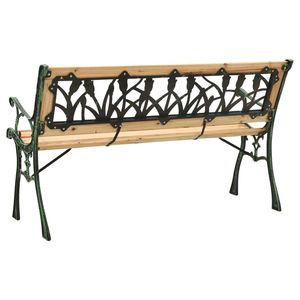 Banc de jardin en bois de sapin vert massif avec structure en fonte et revêtement en PVC, mobilier de patio en bois naturel - Product Image 4