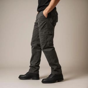 Pantalon cargo vert sur mesure pour homme, coupe slim, multi-poches, décontracté - Product Image 4