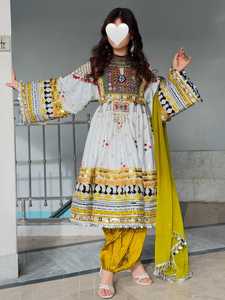 Robes afghanes vintage à bas prix, best-sellers, en georgette et mousseline, avec décorations en dentelle, couleurs personnalisées, pour mariage. - Product Image 3