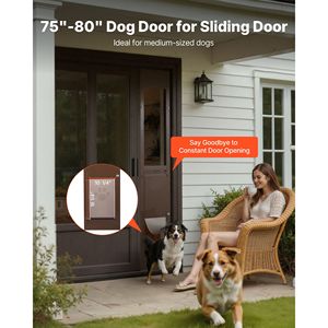 Porta per Cani con Telaio in Lega di Alluminio per Vetro Scorrevole 75 7/8 80 11/16, Altezza Regolabile, Design Francese, Cerniere Girevoli in Ferro con Serratura - Product Image 2