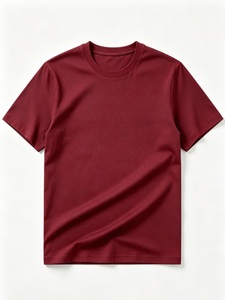 T-shirt en coton rouge uni pour homme, manches courtes, col rond, coupe classique, jersey décontracté, couleur unie, personnalisé, vintage, 100% coton - Product Image 1
