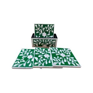 Juego de Posavasos Art Deco con Incrustaciones de Hueso Personalizados - Forma Cuadrada 10x10cm Ecológicos Duraderos Resistentes al Calor Antideslizantes Hechos a Mano - Product Image 5