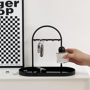Metal Jewelry Organizer Stand & <b>Key</b> <b>Holder</b> Tray with Acrylic Base, <b>Key</b> Stand and Jewelry Tray with 5 Hooks Jewelry Stand - Product Image 5