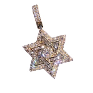 Escudo personalizado de David Moissanite para hombre colgante VVS Moissanite Diamond Star 925 Sterling Silver Baguette Diamond colgante - Product Image 2