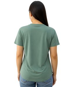 Manufacturer Customized Women Sage Green Quick Dry Sports T Shirt Breathable Lightweight Gym Running Workout Athletic Tee <b>Top</b> - Product Image 2