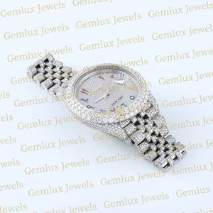 นาฬิกาเพชรสไตล์อาหรับประดับเพชรหน้าปัดสีรุ้งแบบผ่านเพชร VVS Moissanite - Product Image 4