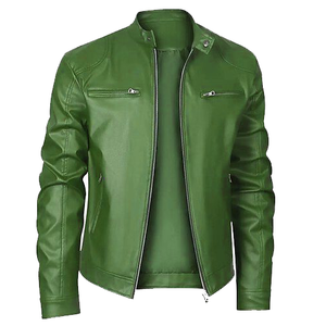 Premium Men's Vintage <b>Winter</b> <b>Leather</b> <b>Jacket</b> Crocheted Stand Windproof Breathable Customized Embroidered Standard Thickness - Product Image 3