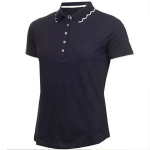 Camisetas Polo de Algodón a Rayas de Manga Larga con Logotipo Bordado Personalizado al por Mayor para Mujer - Product Image 1