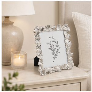Luxury Silver Ginkgo Leaf <b>Metal</b> Photo <b>Frame</b> Creative Style Textured Flower Edge <b>Picture</b> <b>Frames</b> for Modern Home Desktop - Product Image 2
