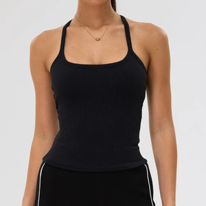 Women's Gym Yoga <b>Top</b> Slim Fit Solid Color Sports Vest Breathable Fitness Activewear - Product Image 6