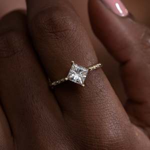 Women's 14K Gold Princess Cut Diamond Engagement <b>Ring</b> Classic Style IGI Certified - Product Image 6