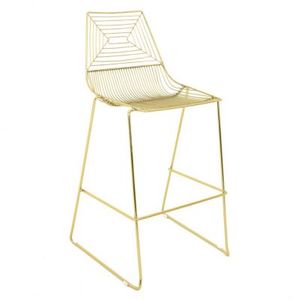 Modern Metal Wire Bar <b>Stool</b> Gold Finish High <b>Back</b> Design - Product Image 5