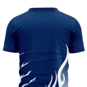T-shirt à manches courtes pour homme, col en V, bleu, logo sur le devant, tricoté, décontracté, coupe classique, respirant, séchage rapide, 100% coton - Product Image 3