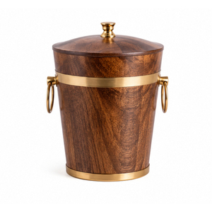 Cubo de Hielo de Madera Aislado con Logotipo Personalizado, Enfriador de Vino Vintage de Doble Pared de Acero Inoxidable para Bar, Fiesta, Hotel - Product Image 5