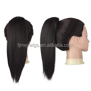 Extensions de queue de cheval droite brun noir 12 pouces de long cordon synthétique naturel queue de <span class=keywords><strong>poney</strong></span> morceaux de cheveux - Product Image 6