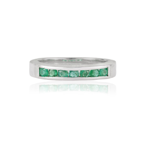 Best Selling Trendy 925 Sterling <b>Silver</b> Round Cut Natural <b>Emerald</b> Gemstone Half Eternity Band <b>Ring</b> For Women's - Product Image 1