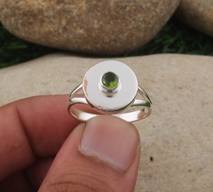 Modern Geometric <b>Disc</b> Ring 925 Sterling Silver Natural Peridot <b>Stone</b> Women Classic Wedding Rings Artisan Jewelry Wholesale - Product Image 1