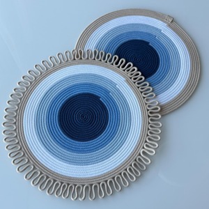 Lavish Blue Tone Macrame <b>Placemats</b> for Guest Entertaining <b>Dining</b> Setup and Festive <b>Table</b> Decoration Wholesale From India - Product Image 1
