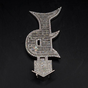 Colgante de esqueleto de pez de plata 925 con moissanita baguette engastada, collar de hip hop, amuleto, regalo de joyería de lujo - Product Image 3
