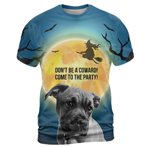 Camiseta con Estampado de Sublimación Personalizado, Diseño Gráfico de Halloween con Foto de Perro, Unisex, Temática de Fiesta, OEM, ODM, Poliéster, Alta Calidad - Product Image 1