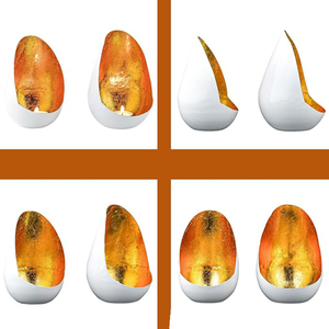 Porte-bougies décoratifs bohèmes, blancs avec dorure à l'or à l'intérieur, forme ovale en métal, porte-bougies pour bougies chauffe-plat - Product Image 3