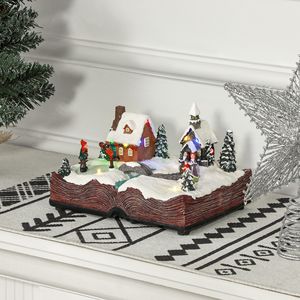 Case del Villaggio di Natale con Luci LED, Musica, Pattinatori Rotanti, Decorazione Casa di Babbo Natale a Batteria, Glitter - Product Image 2