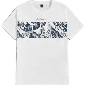 Camiseta informal de algodón 100% prelavada para mujer, camiseta estampada con cuello redondo corto en contraste, camiseta decorativa con logotipo - Product Image 4