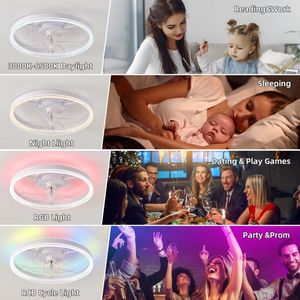 Ventilatore da Soffitto LED da 19,7 Pollici con Luci RGB, Sei Velocità Regolabili, Rotazione Positiva e Negativa, Tre Temperature - Product Image 4