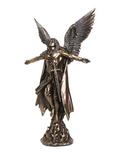 Statue en polyrésine de Saint Michel, figurine en bronze de Saint Michel sur socle, sculpture de Miguel Arcángel pour articles religieux catholiques - Product Image 1